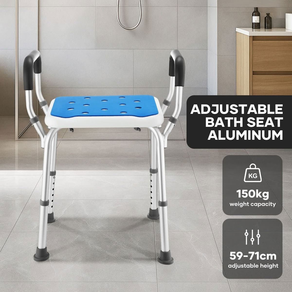 Shower Chair with Padded Armrests