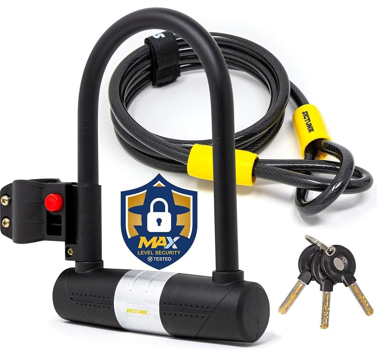 SIGTUNA 16mm heavy duty bike U-lock with steel cable