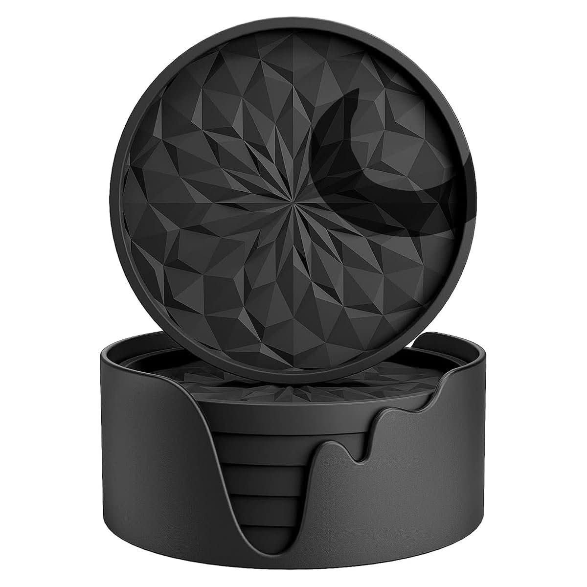 Silicone coasters with holder 6 pack