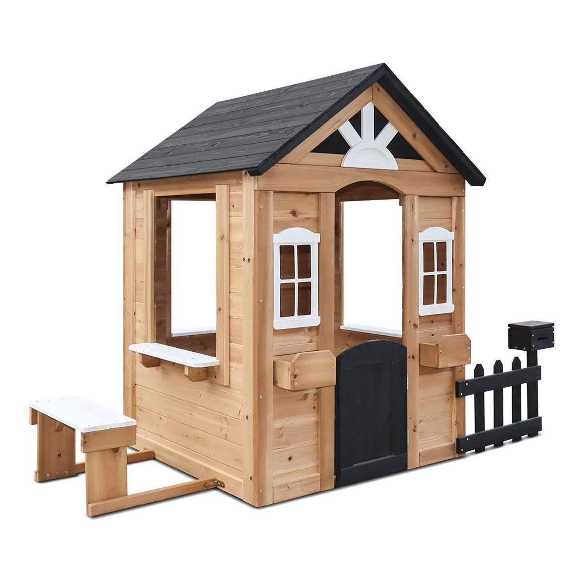 Teddy Wooden Cubby House with Picket Fence