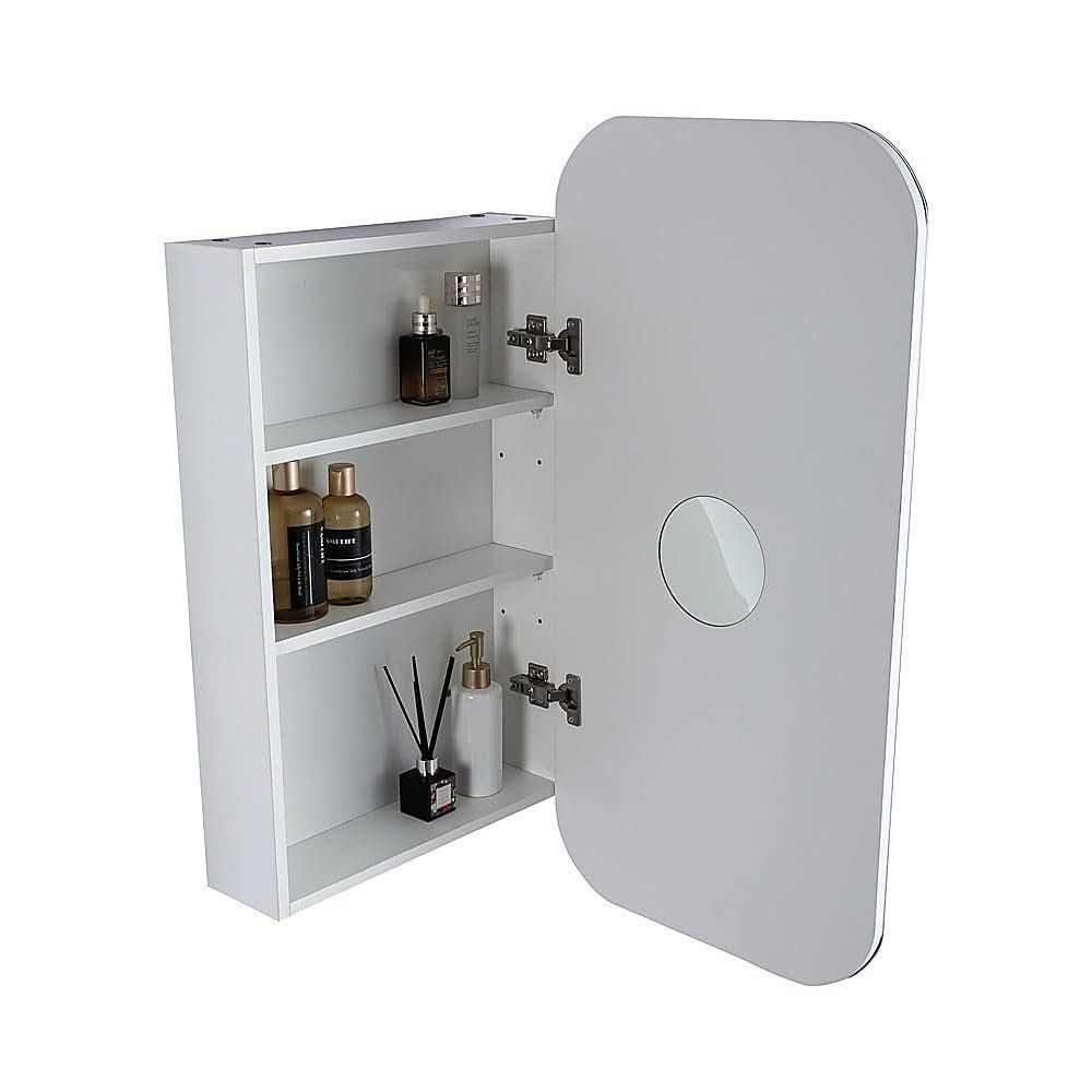 Rectangle wall hung bathroom mirror shaving cabinet in matte white