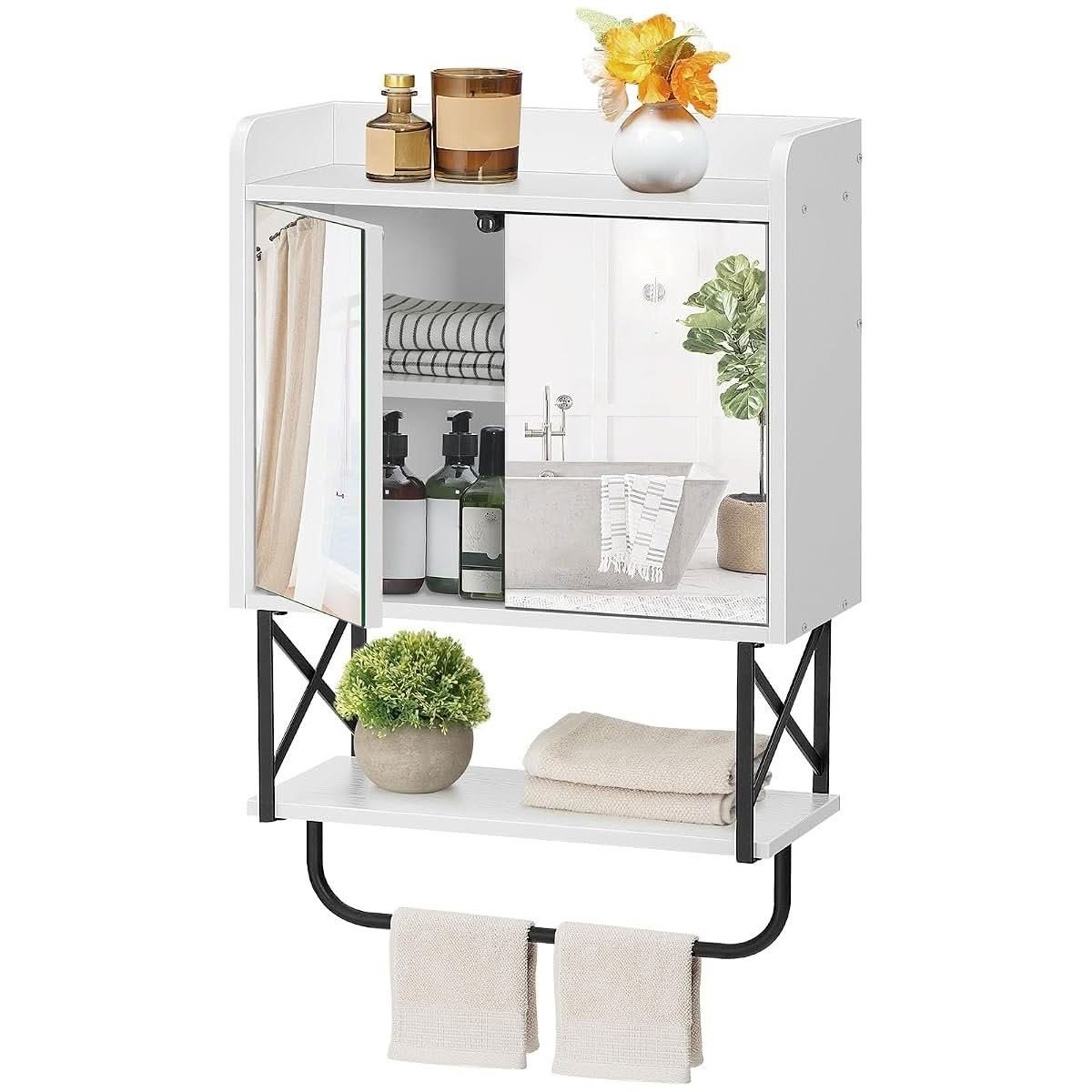 HOOBRO medicine wall cabinet with double mirrored doors