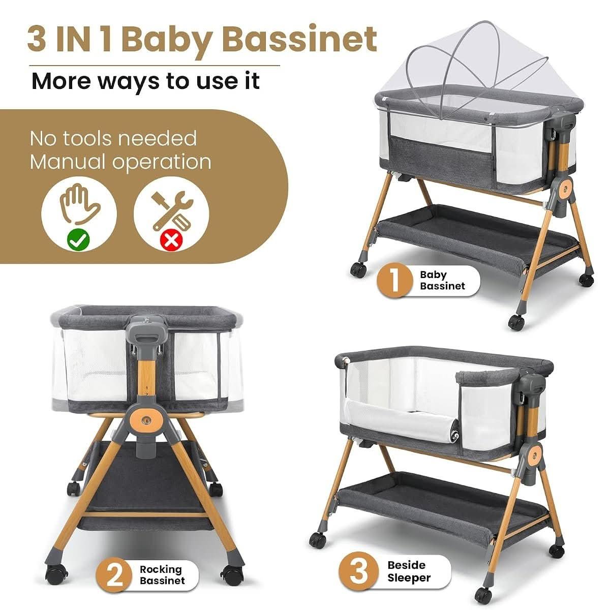 Timkos 6-height bedside bassinet
