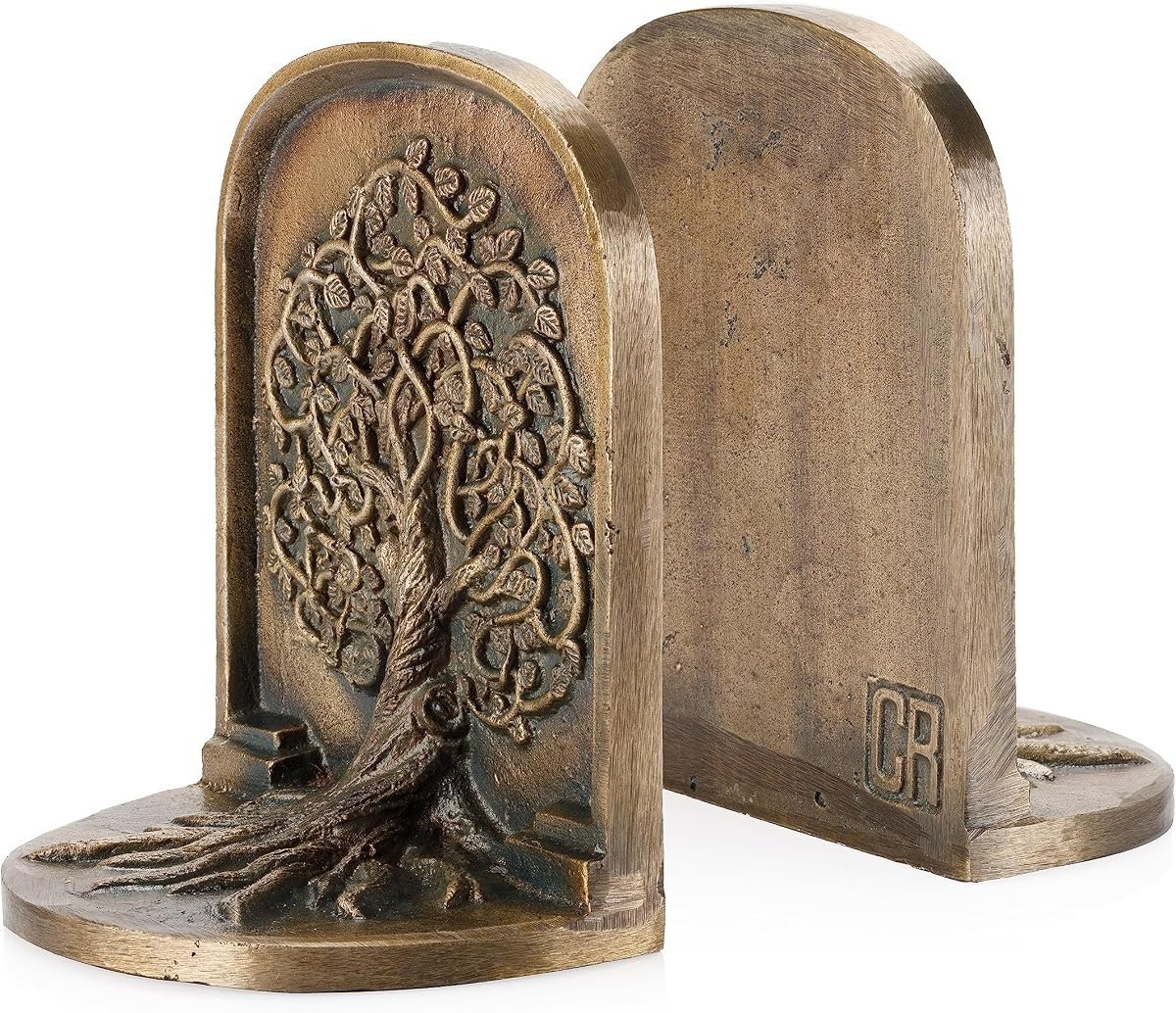 Tree of Life Antique Brass Cast Iron Bookends