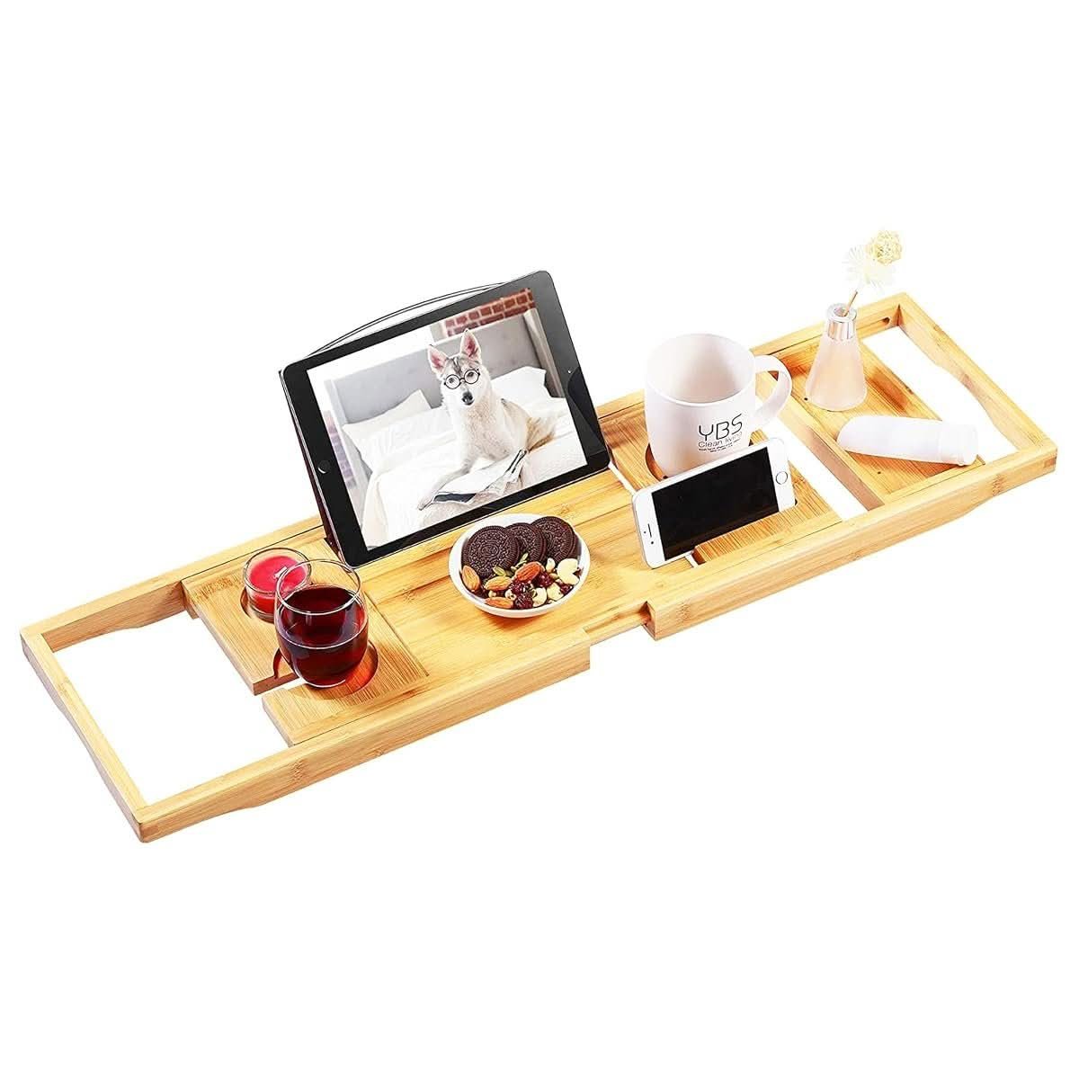 VaeFae bamboo bath caddy for two