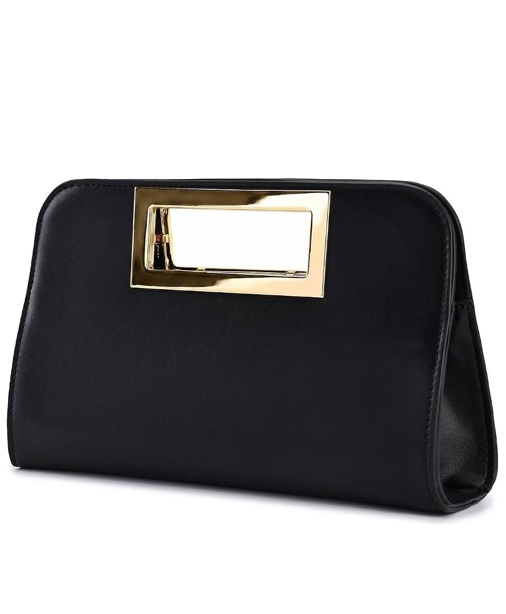 Vaschy vegan leather and straw cut out clutch bag