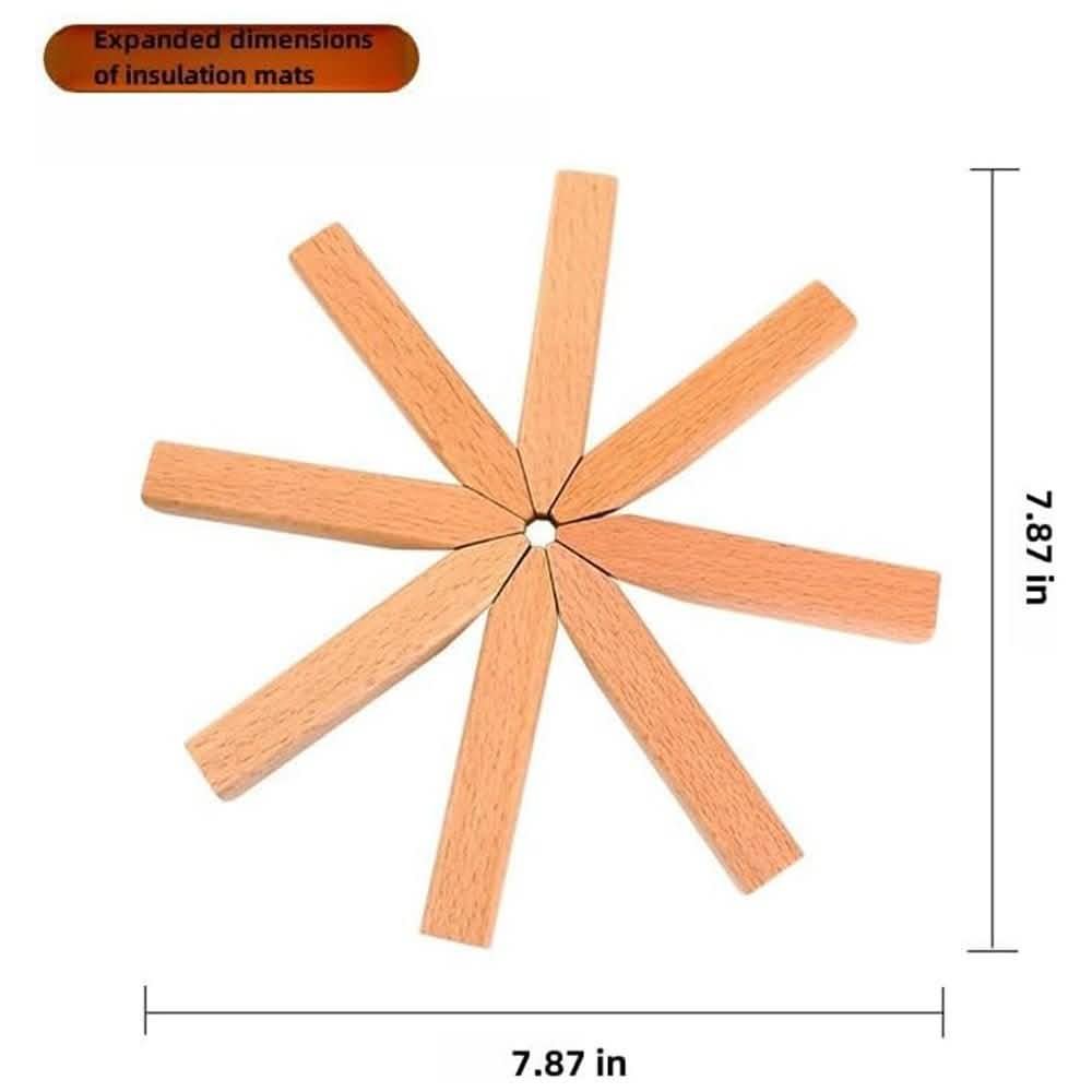 Wooden pinwheel trivet and coaster set with stand