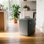 A modern portable fridge in a bright Australian home setting, highlighting the best portable fridge australia options.