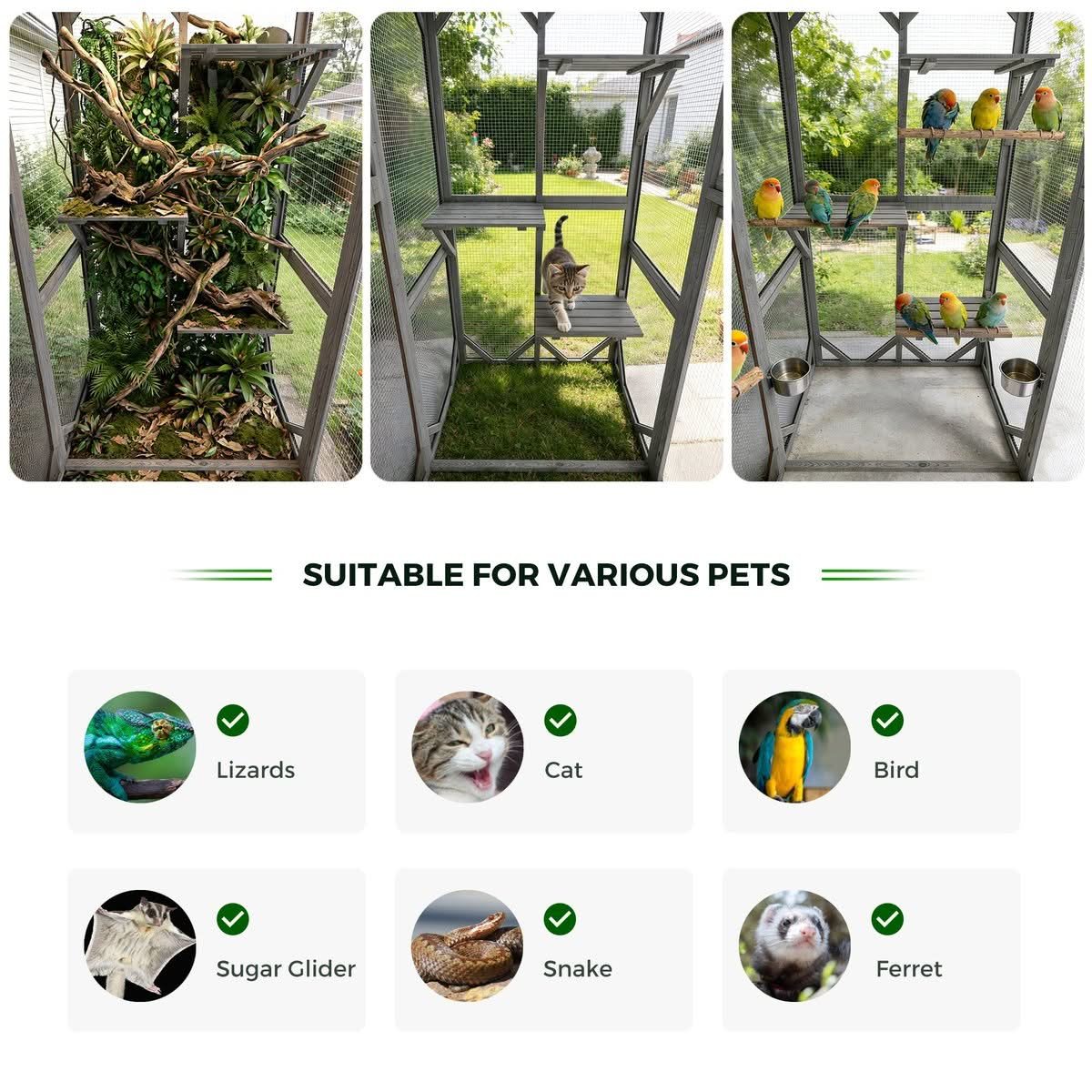 Large 3-Panel Outdoor Catio Enclosure