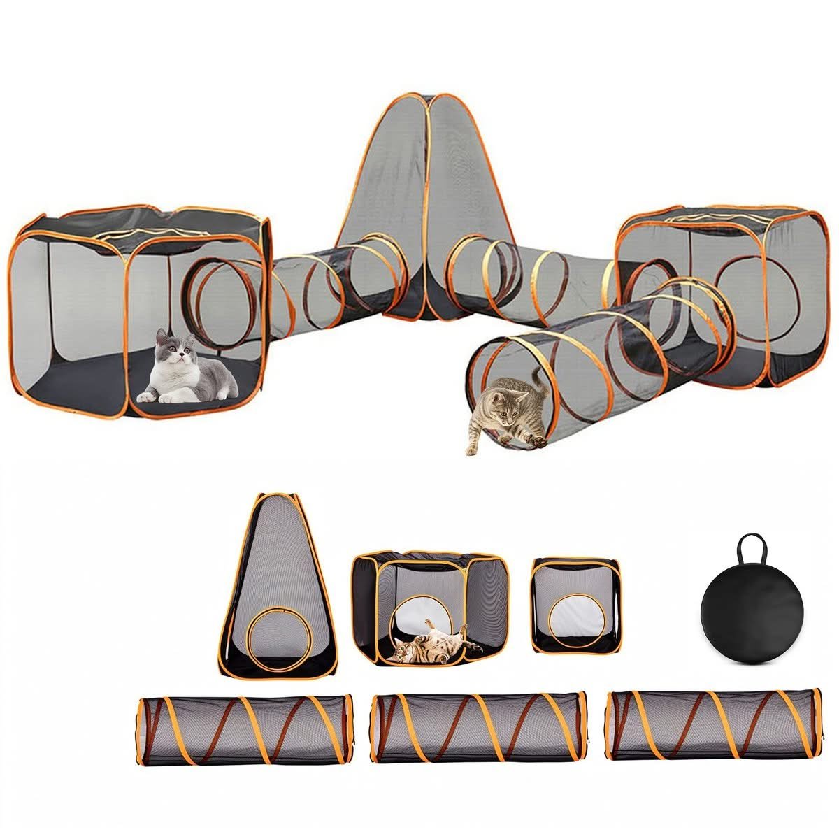 6-in-1 Modular Outdoor Cat Playpen with Tents