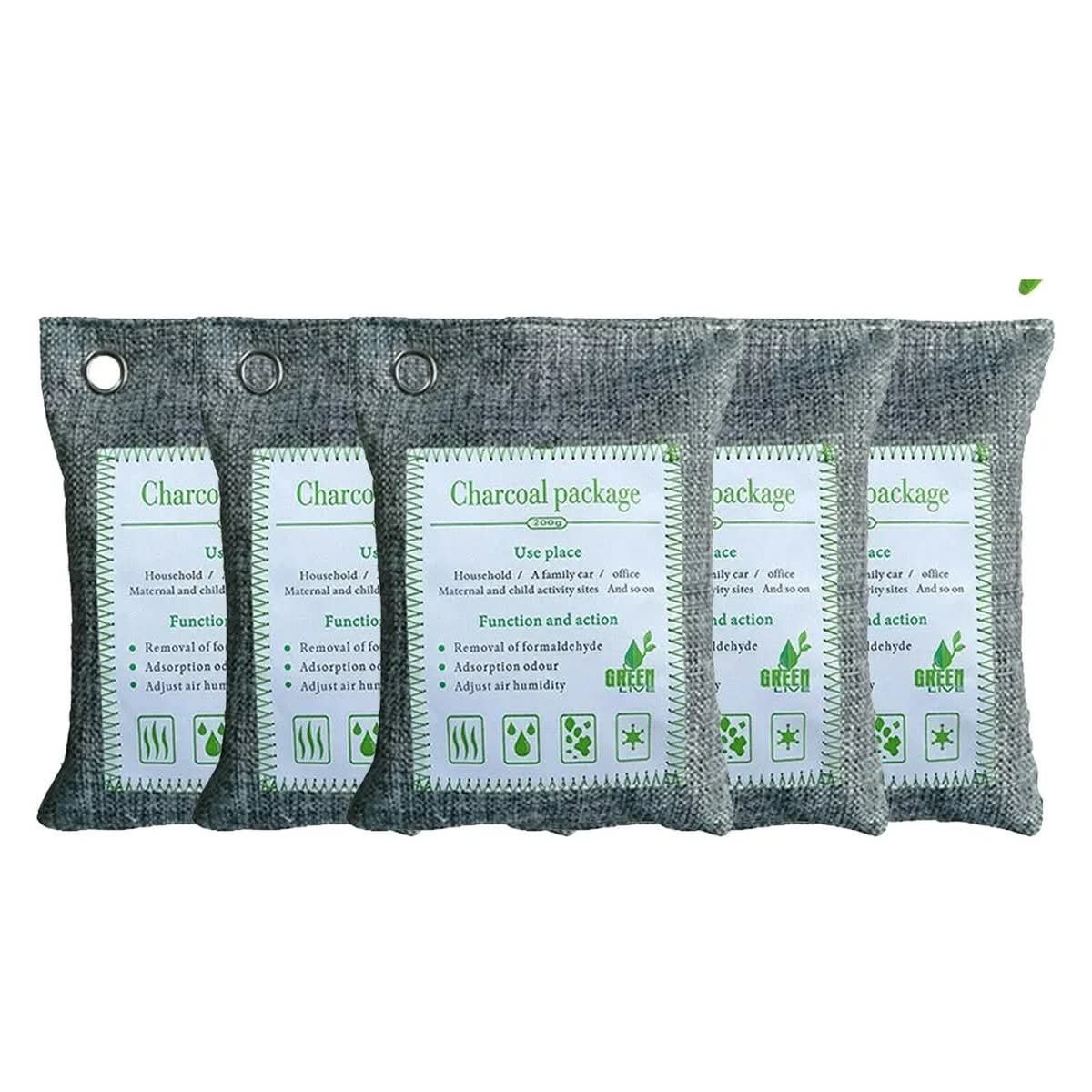 Bamboo charcoal air purifying bags 5-pack for cars