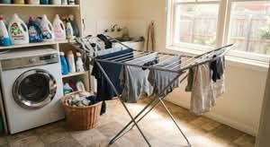 A modern clothes airer in an Australian home, showcasing it as the best clothes airer australia homeowners can buy.