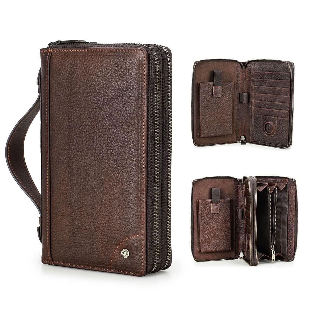 Contacts mens leather wristlet organiser clutch bag