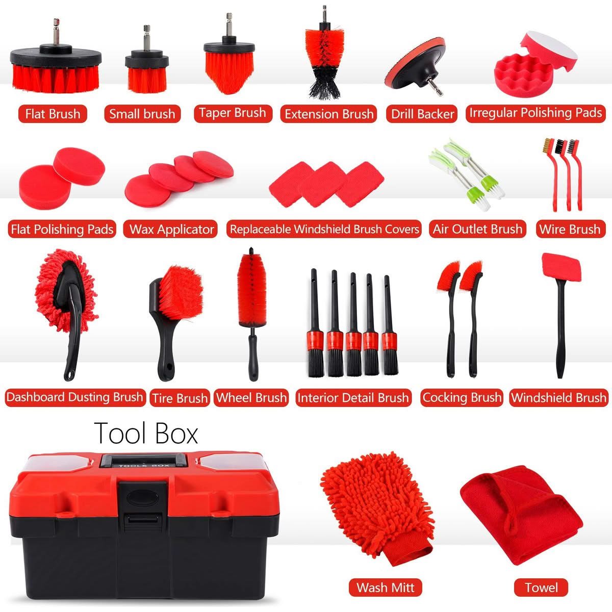 35-piece car detailing kit packed into its own tool box