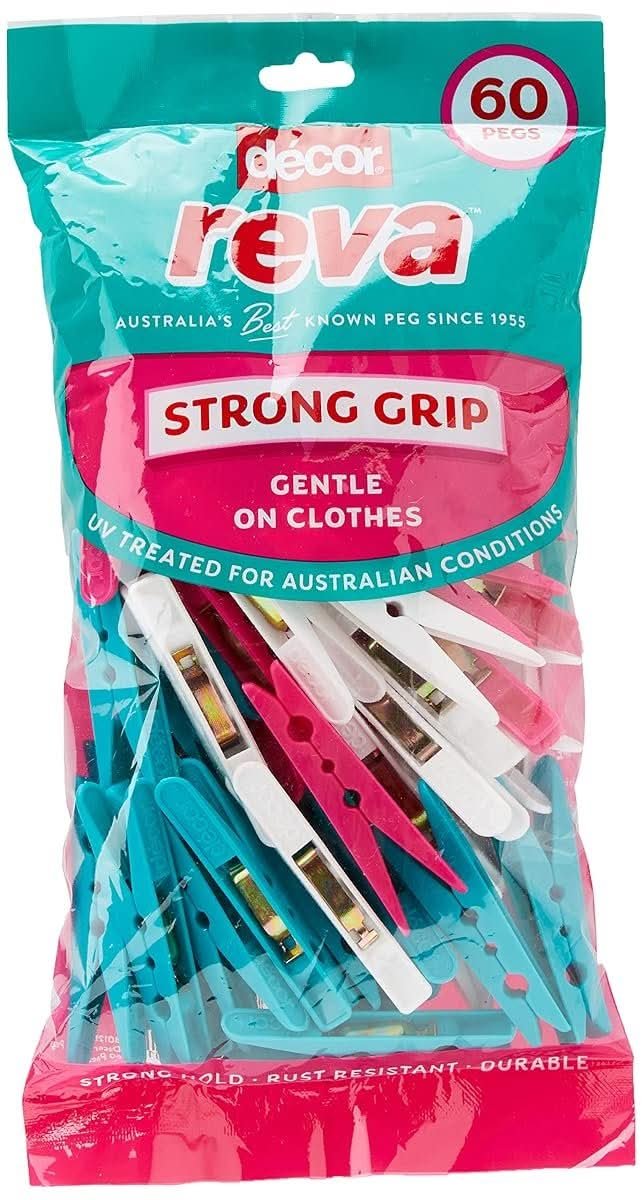 Decor Reva assorted clothes pegs 60 piece pack