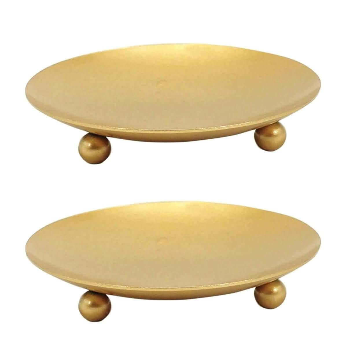 Gold Pillar Candle Plates