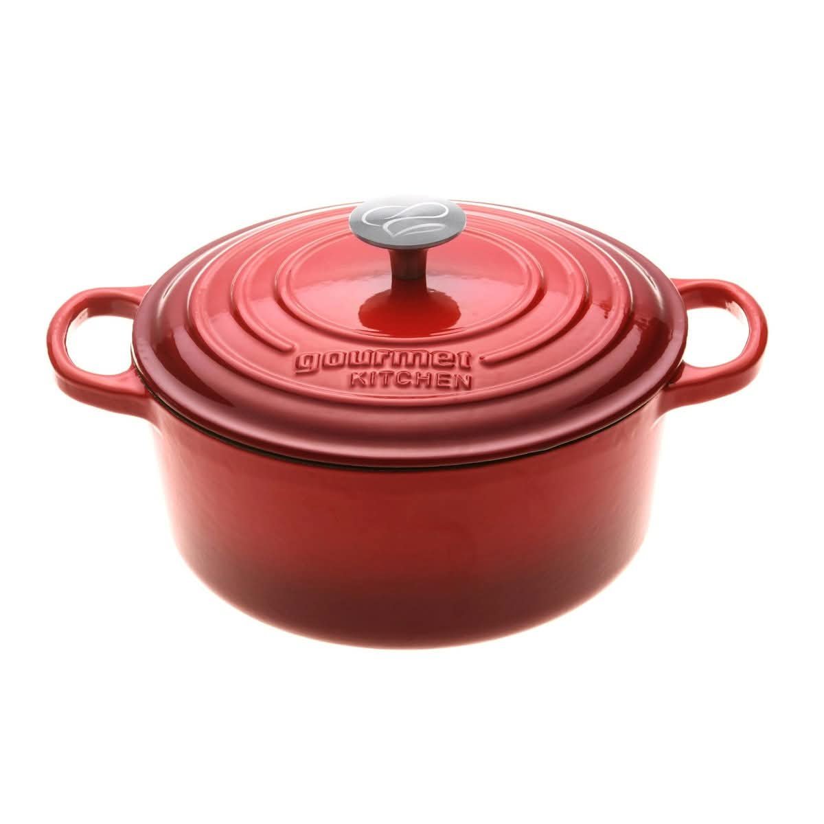 Cast Iron Casserole in Black Cherry Red